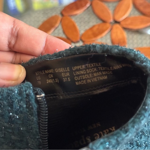 Kate Spade Peacock Green Tweed Giselle Booties